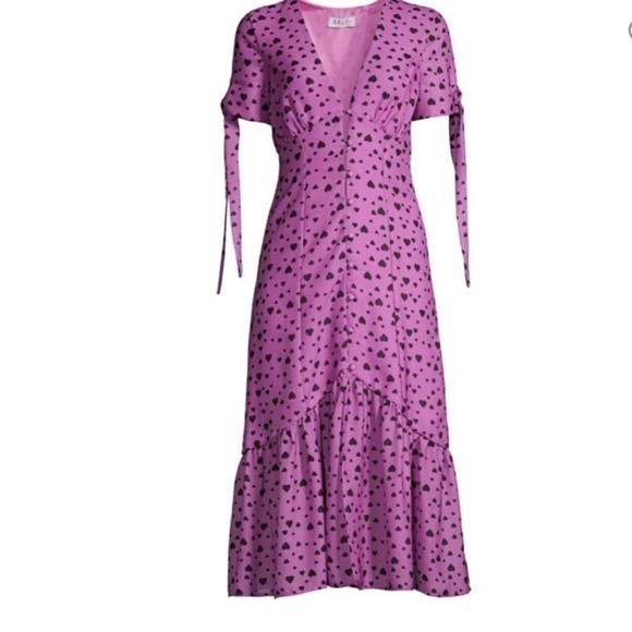 𝅺new Delfi Collective Purple Heart Print Yvette Midi Dress US M - Picture 2 of 11
